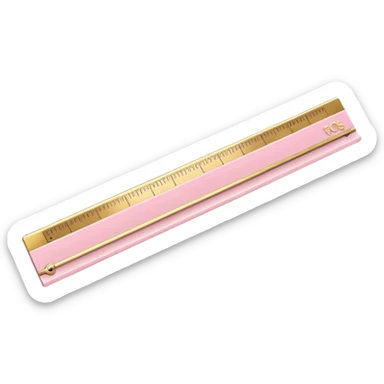 Pastel pink ruler with gold metallic numbers, glossy luxury design sticker
