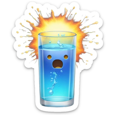 explosion atom in water glass sticker