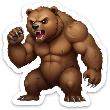 Tough wild grizzly bear with angry eyes, sharp teeth, and powerful stance sticker