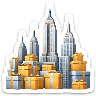 Empire State Building with many packages on the back sticker