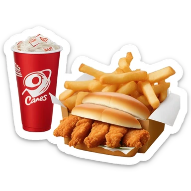 raising canes box combo with soda sticker