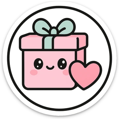 little alchemy style icon
subject: romantic gift
border: medium-black
shape: round, circular
background: white
style: full color fill with medium black outlining sticker