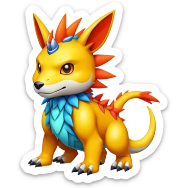 Colorful kawaii cool edgy Digimon-Fakemon-animal full body sticker