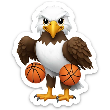 Bald eagle wearing orange and white “Avalon” basketball jersey sticker