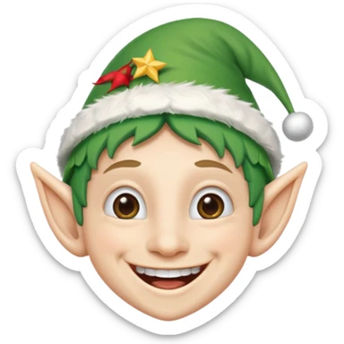 duende navideño con una sonrisa amplia y brackets en los dientes sticker