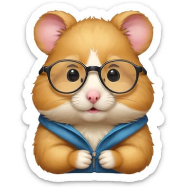 CUTE GOLDEN HAMSTER WITH GLASSES EDIT THE VIDEO sticker
