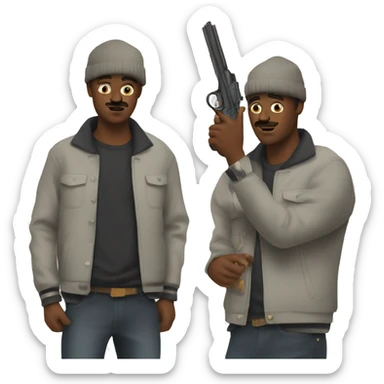 funny meme with stylish guy with gun sticker