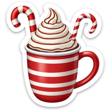 Peppermint hot cocoa with candy cane stirrer sticker