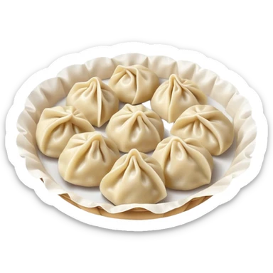 Steaming Chinese dumplings, jiaozi, simple emoji style sticker