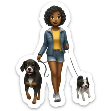  cute black girl walking dog sticker