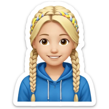 hoodie cover hair blonde girl with braided hair sticker