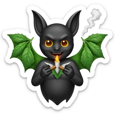 Bat smoking a marijuana jointwhile flying  sticker