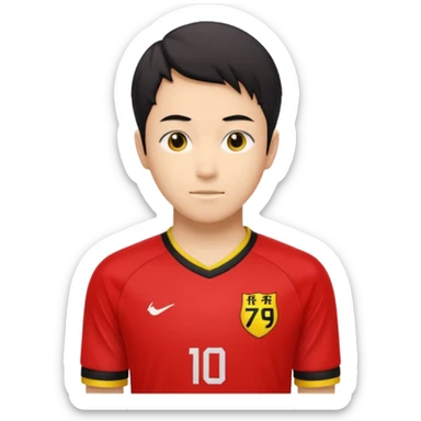 Isagi yoichi con una camisa de mangas negras y adelanté color rojo con bordes de color amarillo que sea una camisa de fútbol sticker