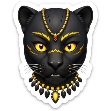 Black panther aggressive just the face and the necklace sticker