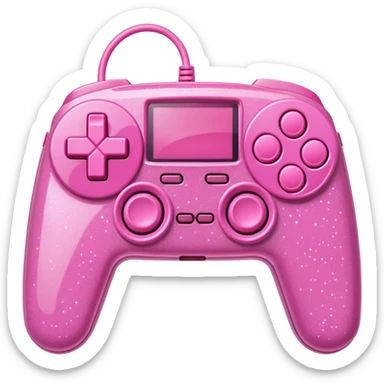 glittery pink 90s retro game console with pink corded controller sticker