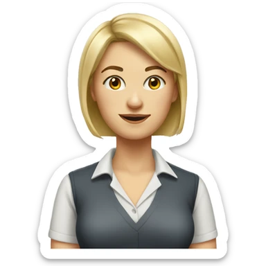 Woman teacher blonde short hair, no glasses, bangs  sticker