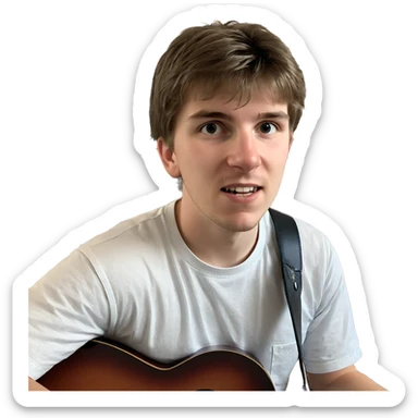 boy with guitar by window sticker