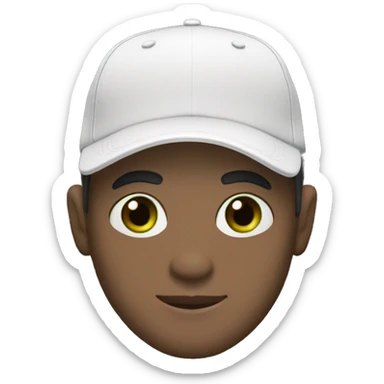 Green eyes white male wearing a black t-shirt & black baseball cap  sticker