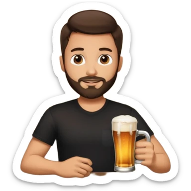 Brunette Guy with very short beard at the bar sticker