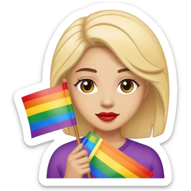 woman with lgbt flag sticker