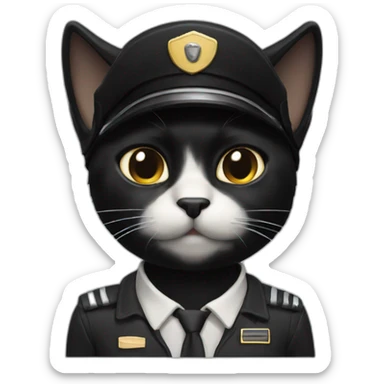 black cat that is a pilot with cream smudge on face sticker