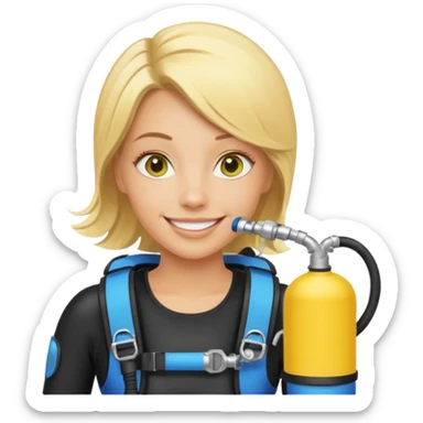 scuba diving girl blonde with yellow oxygen tank sticker