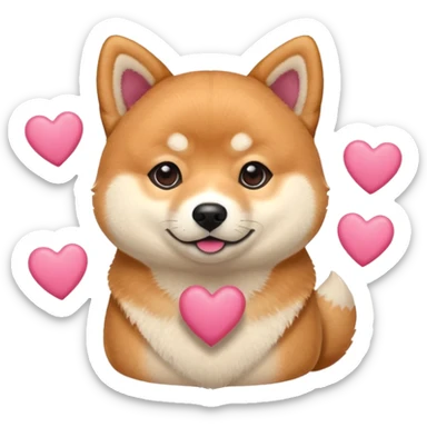 Shiba Jasper five pink hearts sticker