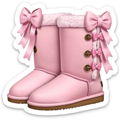 realistic pastel pink uggs with bows on the back sticker