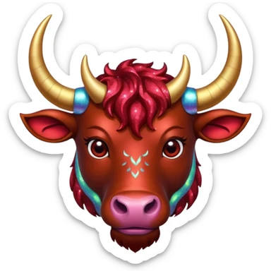 red glitter horned ox sticker