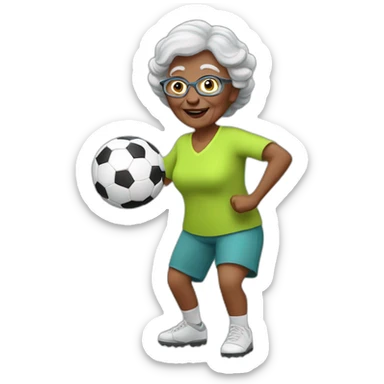 Granny playing football sticker