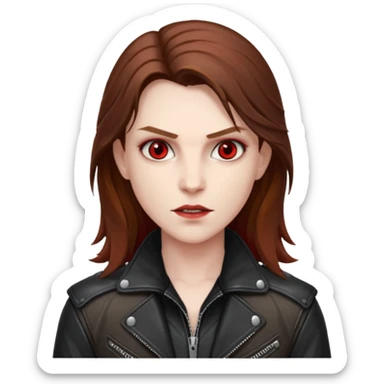 Vampire Hunter with brown long hair, red eyes sticker