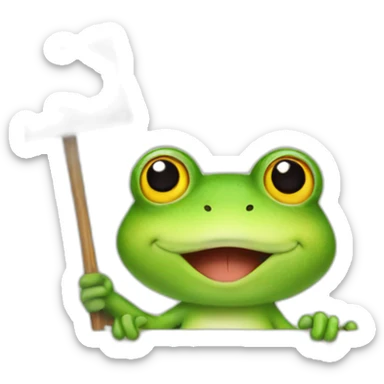 Cute frog holding a sign with like sticker