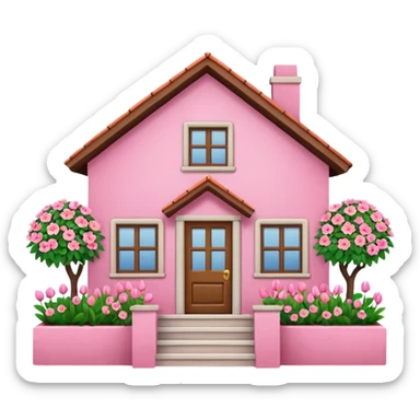 Pink house with flowers sticker