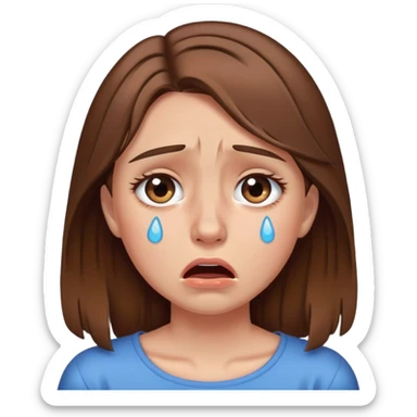Girl crying with tears down her face brown hair  sticker