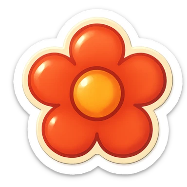 cartoon style sticker of a single flower symbol, simple and clear, no text sticker