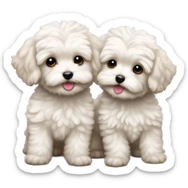 2 maltipoo pups sisters  sticker