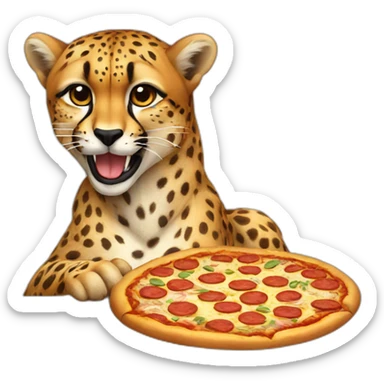 Cheetah eats a pizza sticker
