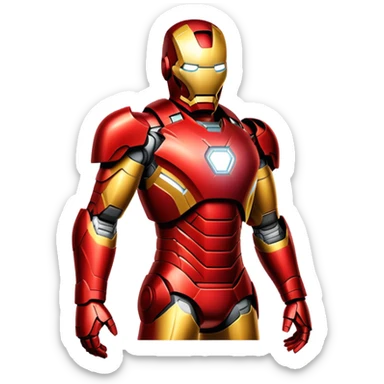 Iron Man superhero with red and gold armor sticker