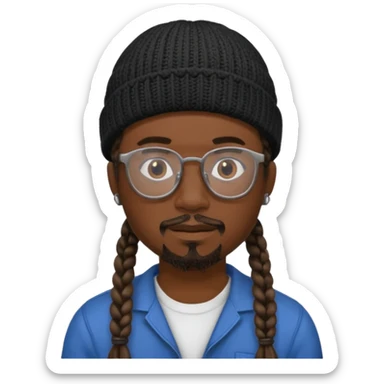 man with braids glasses beanie and goatee sticker