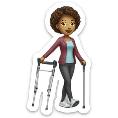 Woman on crutches sticker
