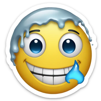 Big smiling emoji with streaming tears sticker
