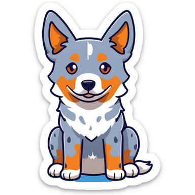 cute blue heeler cattle dog head with characteristic blue-gray speckled coat and alert expression sticker