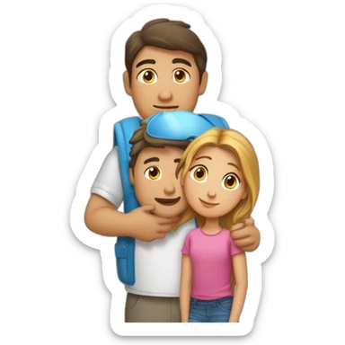 un garçon qui fait un bisous sur le front d’une fille sticker