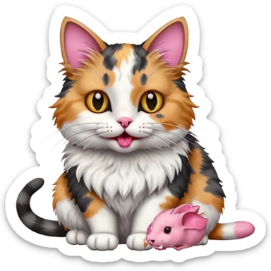A cat holding a dead mouse sticker
