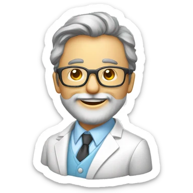 profesor de física y química sin corbata con barba y gafas sonriendo sticker