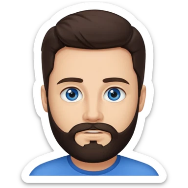 Frankie Zulferino (b.1990) with blue eyes, dark brown hair and beard sticker
