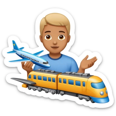 person that plays with trains and airplane sticker
