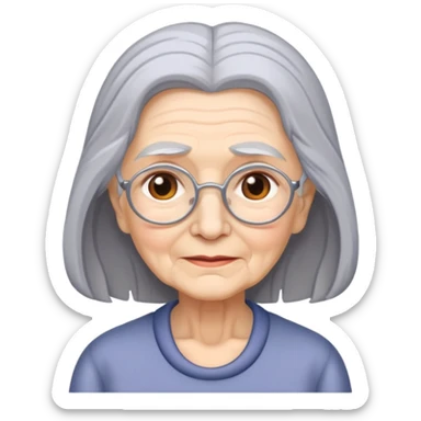 Grey long hair old lady sticker