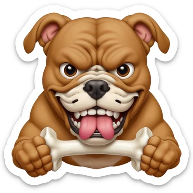 Scary Intense Bulldog, Eating Or Breaking a Bone sticker