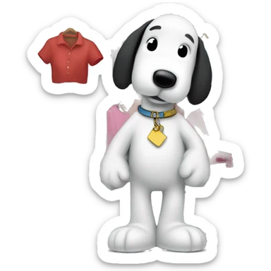 Snoopy shopping for clothes  sticker